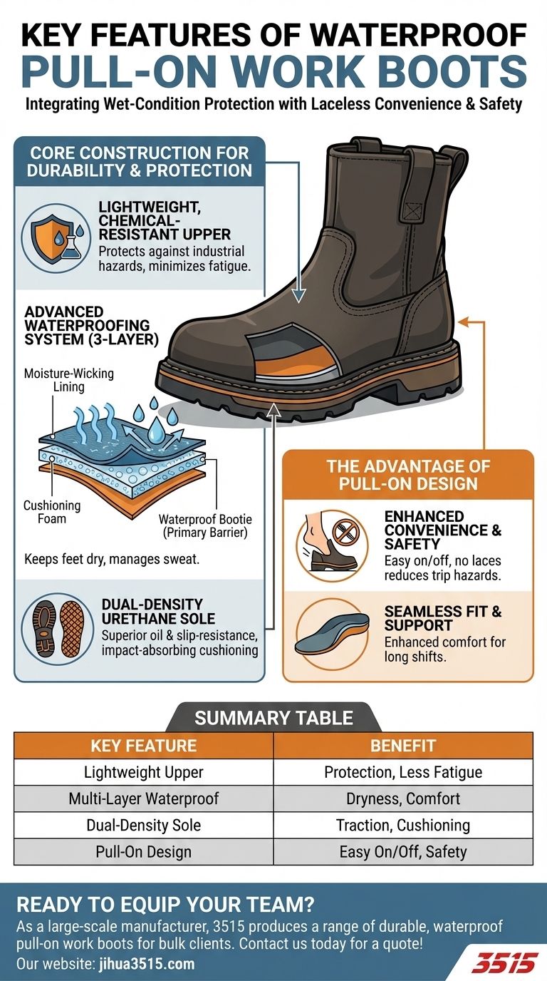 Was sind die Hauptmerkmale des wasserdichten Pull-On-Arbeitsstiefels? Überragender Schutz & Komfort Visuelle Anleitung