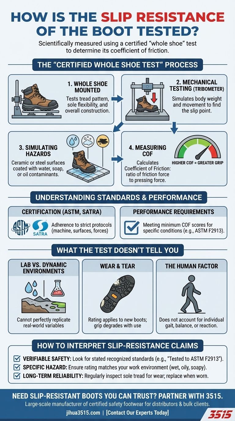 Come viene testata la resistenza allo scivolamento dello stivale? Scopri la scienza dietro la presa certificata Guida Visiva