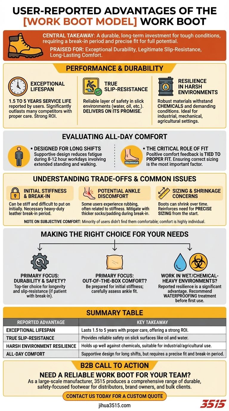 Каковы заявленные преимущества этой рабочей обуви по отзывам пользователей? Долгосрочное вложение для требовательных работ Визуальное руководство