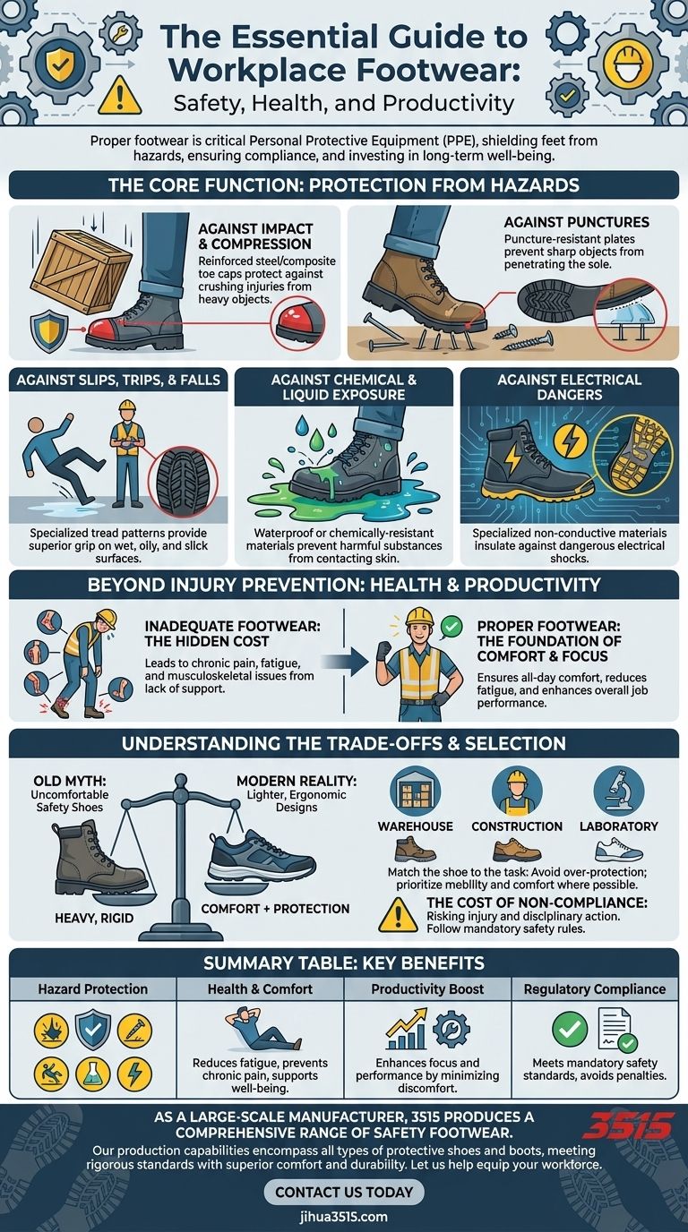 Pourquoi est-il essentiel d'avoir des chaussures appropriées sur le lieu de travail ? Assurer la sécurité, la santé et la productivité Guide Visuel