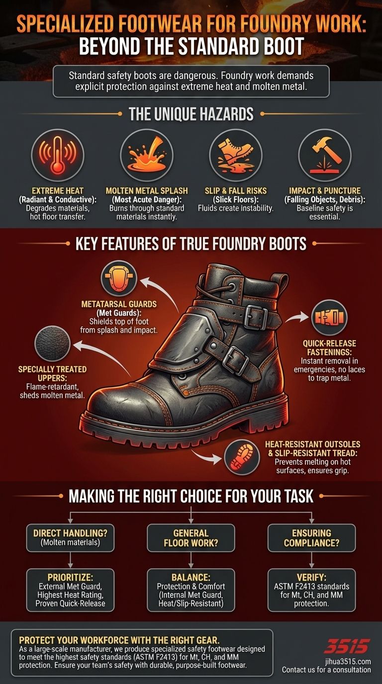 Quel type de chaussures est nécessaire pour ceux qui travaillent dans une fonderie ? Protection essentielle contre la chaleur extrême et les projections de métal Guide Visuel