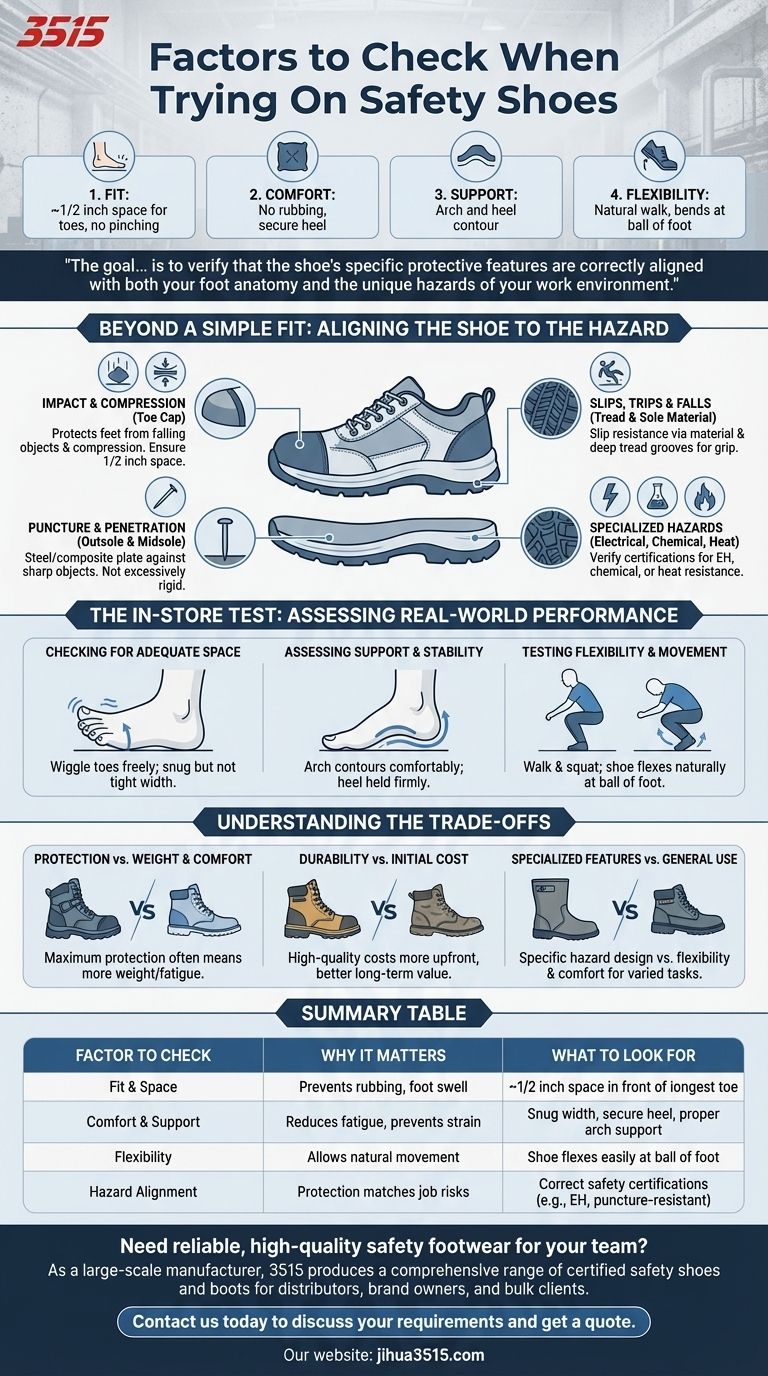 ¿Qué factores se deben comprobar al probarse zapatos de seguridad? Garantice un ajuste perfecto y la máxima protección Guía Visual