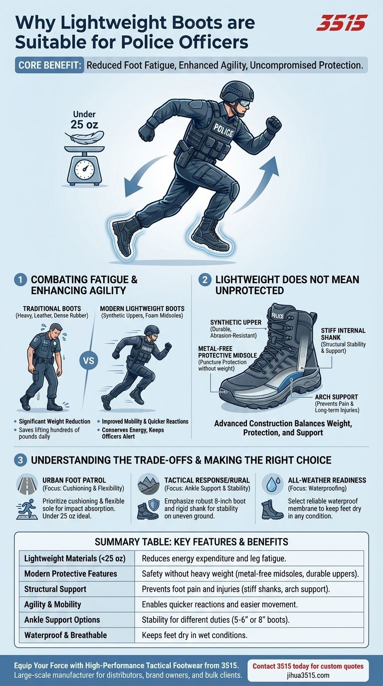 Qu'est-ce qui rend les bottes légères adaptées aux policiers ? Réduire la fatigue et améliorer la mobilité Guide Visuel