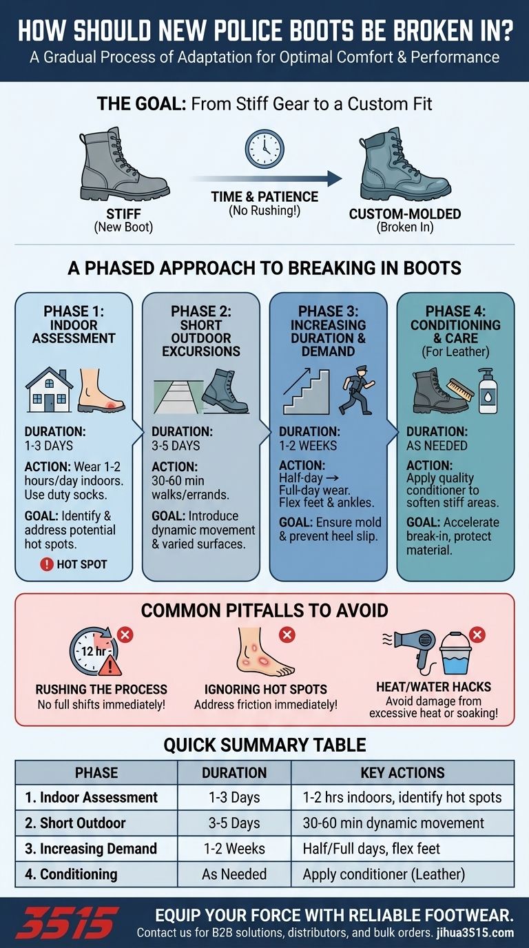 Comment faut-il roder de nouvelles bottes de police ? Un guide étape par étape pour le confort et la durabilité Guide Visuel