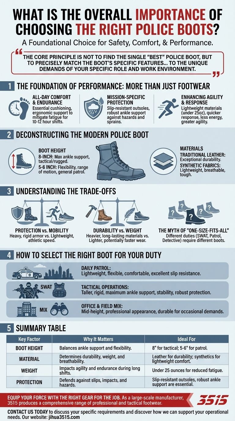 Qual è l'importanza generale della scelta degli stivali da polizia giusti? Massimizzare la sicurezza e le prestazioni dell'agente Guida Visiva