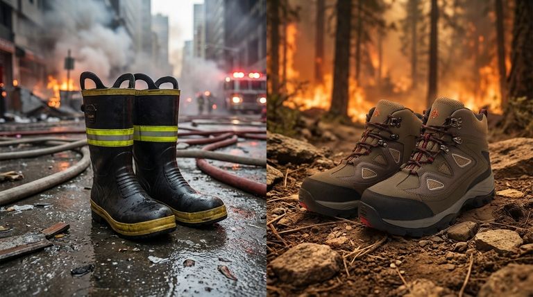 ¿Qué consideraciones de diseño son comunes tanto para las botas de lucha contra incendios estructurales como para las de incendios forestales? Seguridad, Ergonomía y Normativas
