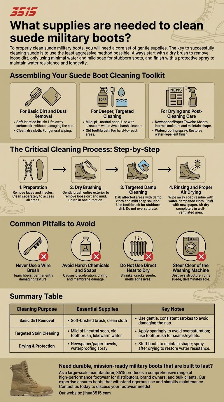 Quelles fournitures sont nécessaires pour nettoyer les bottes militaires en daim ? Kit essentiel pour un entretien doux et efficace Guide Visuel