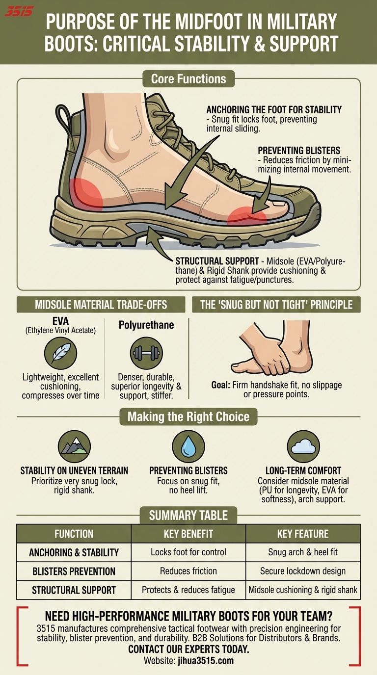 Quel est le but de la zone du médio-pied dans les bottes militaires ? C'est votre clé pour la stabilité et la prévention des ampoules. Guide Visuel