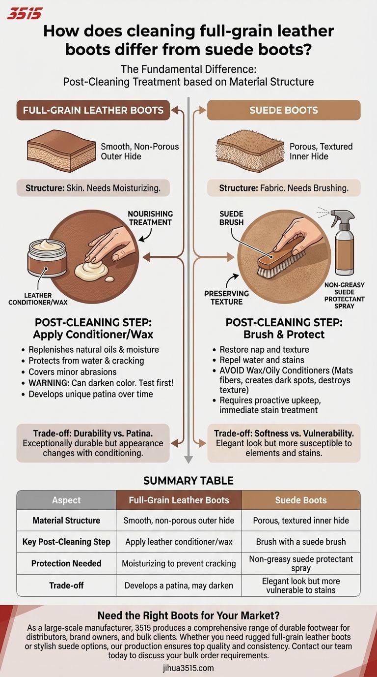 Wie unterscheidet sich die Reinigung von Vollnarbenleder-Stiefeln von Wildleder-Stiefeln? Der entscheidende Schritt nach der Reinigung Visuelle Anleitung