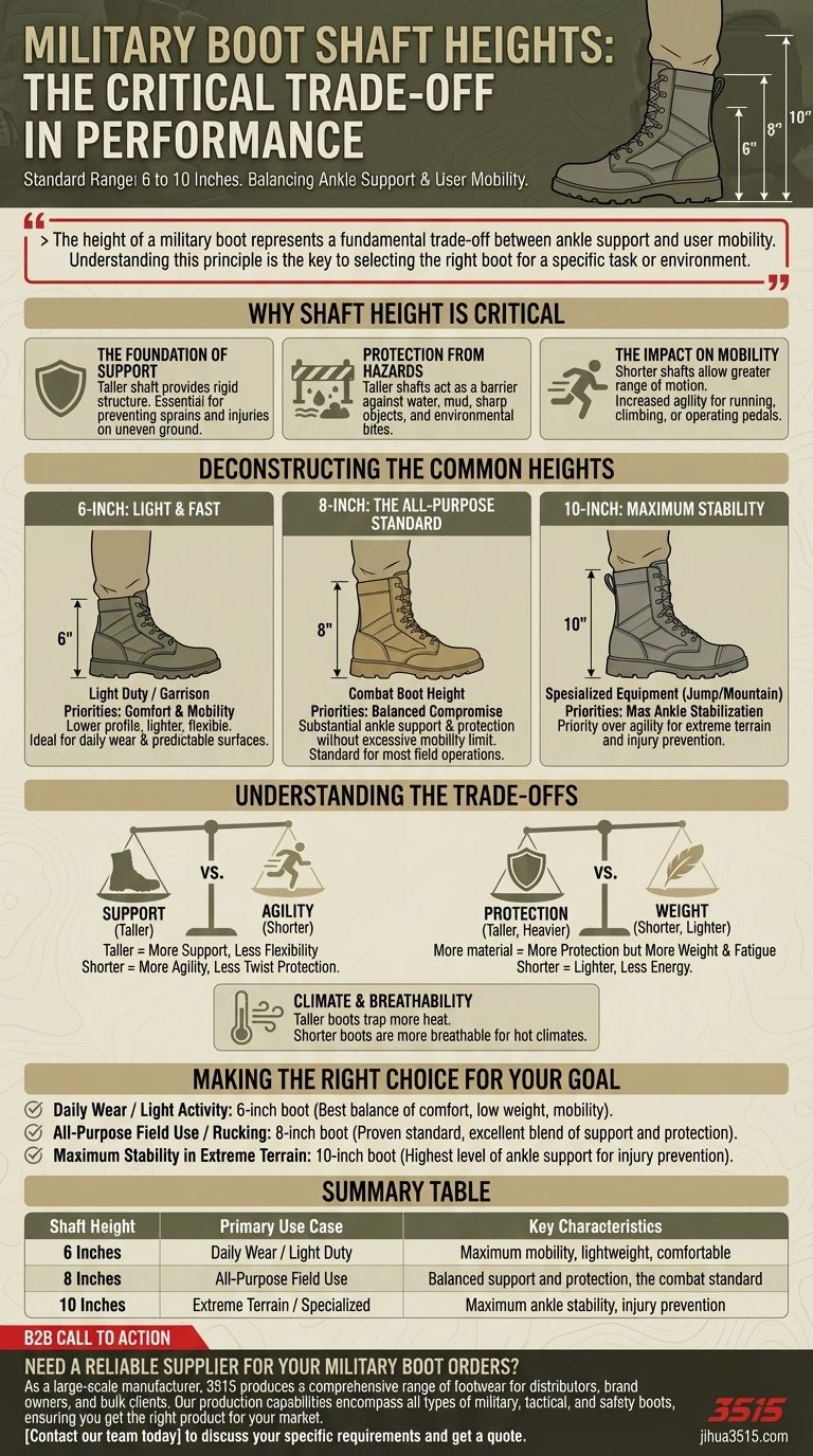 軍用ブーツのシャフト丈の範囲は？ミッションに合った丈を選びましょう ビジュアルガイド