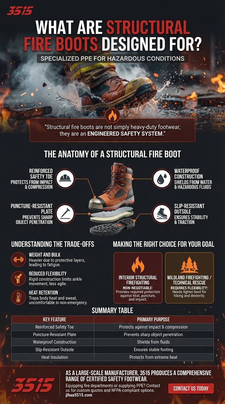구조 화재 부츠는 무엇을 위해 설계되었습니까? 실내 소방을 위한 필수 보호 시각적 가이드