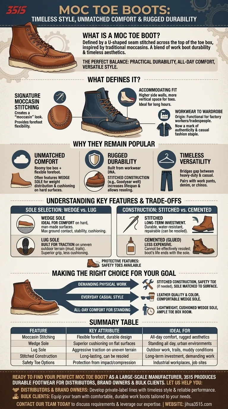 Qu'est-ce qu'une botte à bout moccasin et pourquoi sont-elles populaires ? Le guide ultime du style robuste et du confort. Guide Visuel