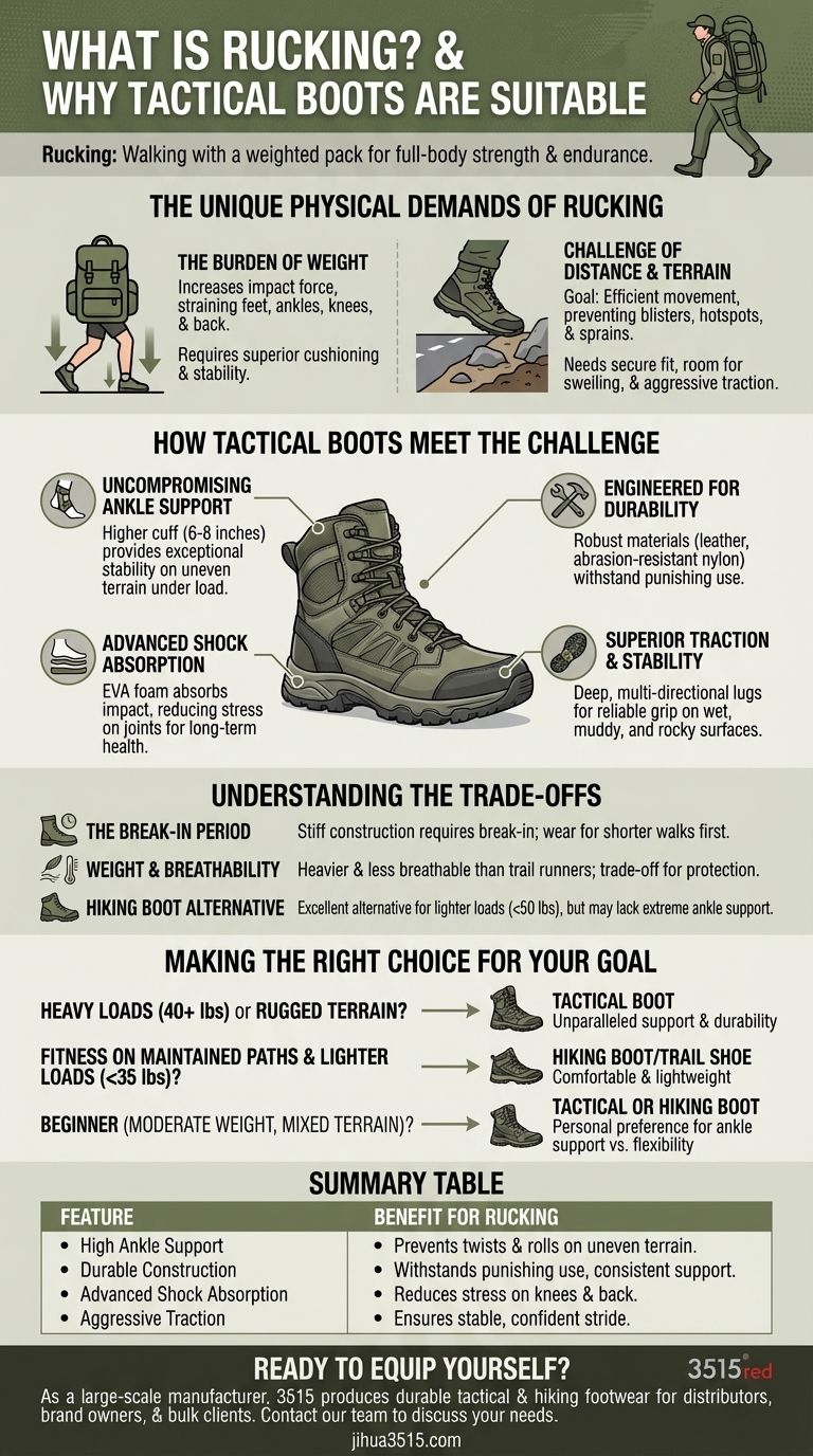Cos'è il rucking e perché gli scarponi tattici sono adatti a questa attività? Scopri le calzature definitive per carichi pesanti Guida Visiva