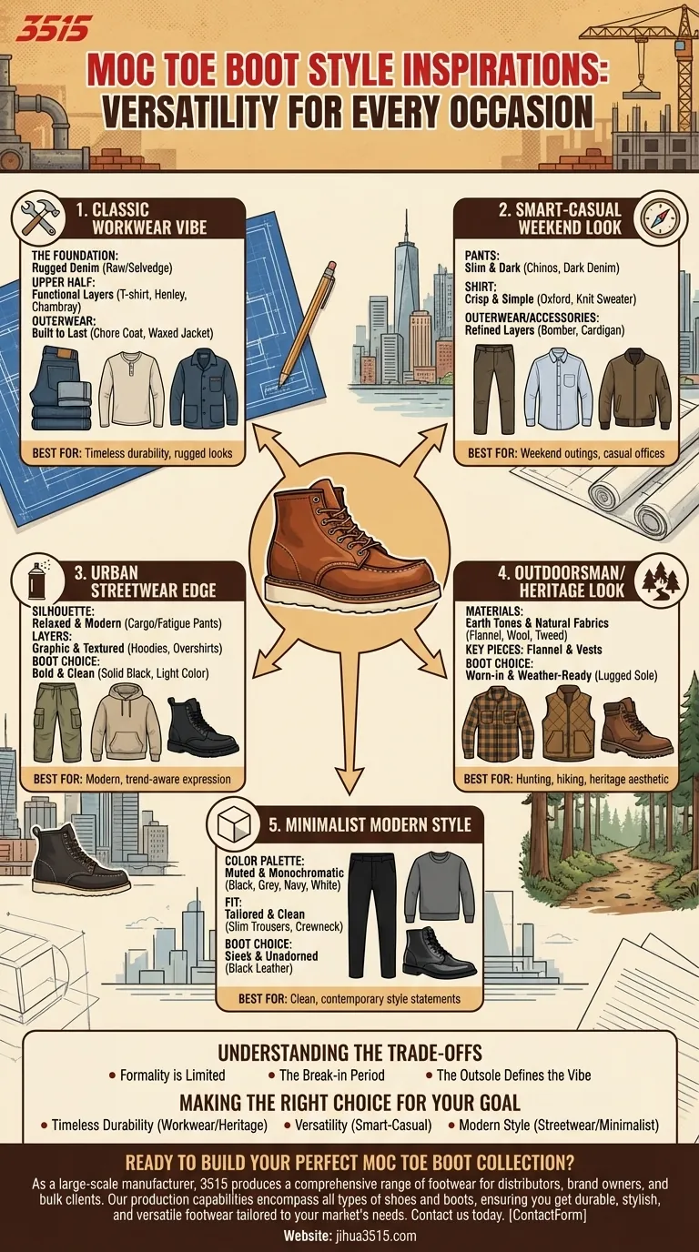 Quelles sont cinq inspirations de style pour porter des bottes à bout mocassin ? Rehaussez votre style avec une polyvalence intemporelle Guide Visuel