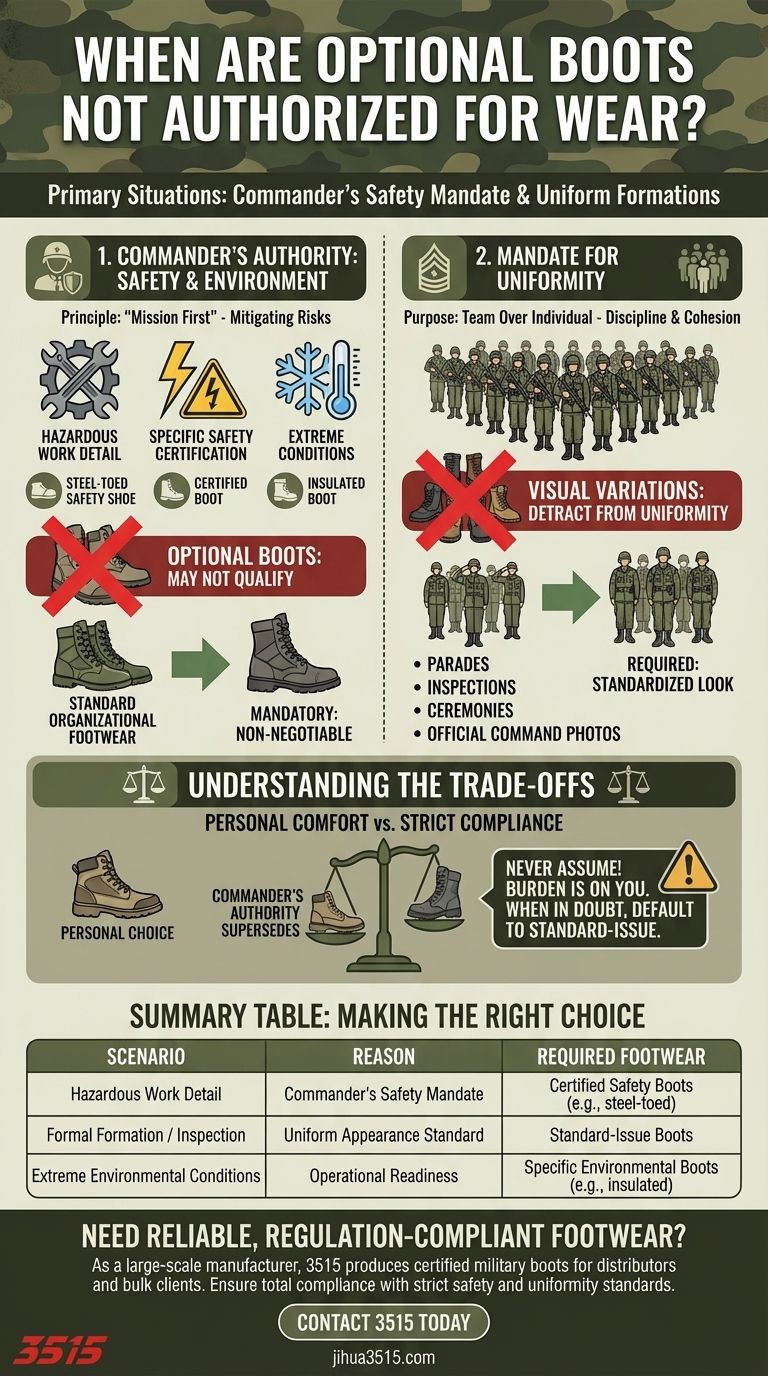 Wann sind optionale Stiefel nicht zum Tragen zugelassen? Gewährleistung von Compliance und Sicherheit Visuelle Anleitung