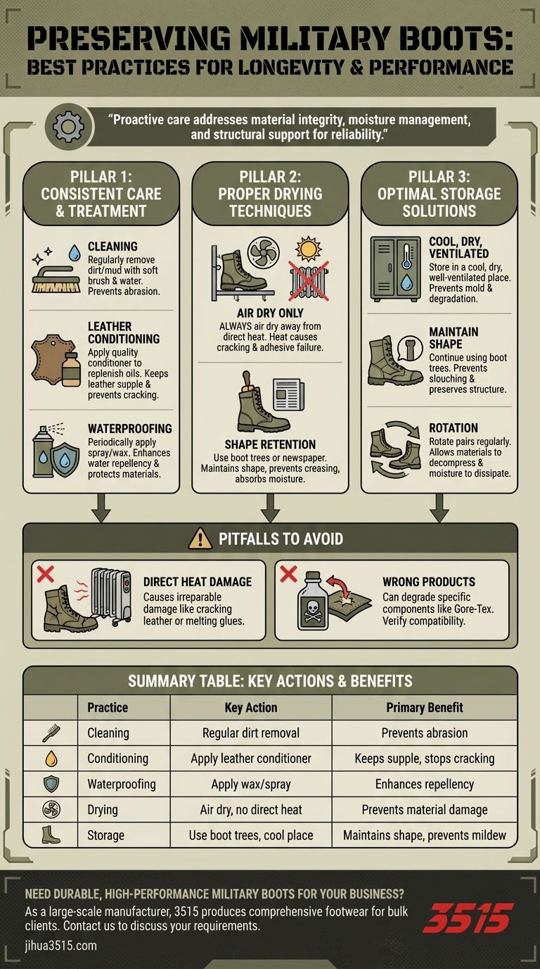 Quali sono le migliori pratiche per la conservazione degli scarponi militari? Estendi la durata e mantieni le prestazioni Guida Visiva