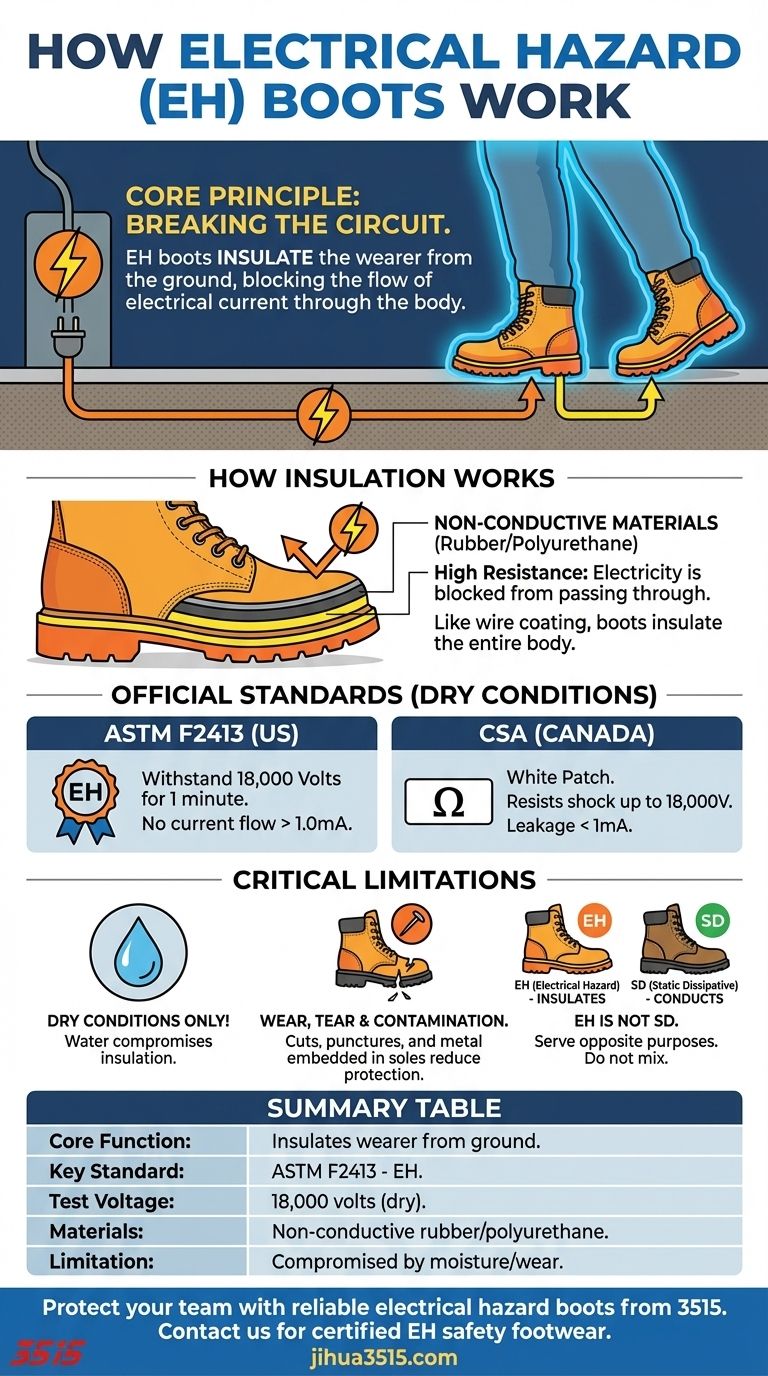 带电击防护功能的靴子是如何工作的？用 3515 EH 靴子保护您的员工 图解指南