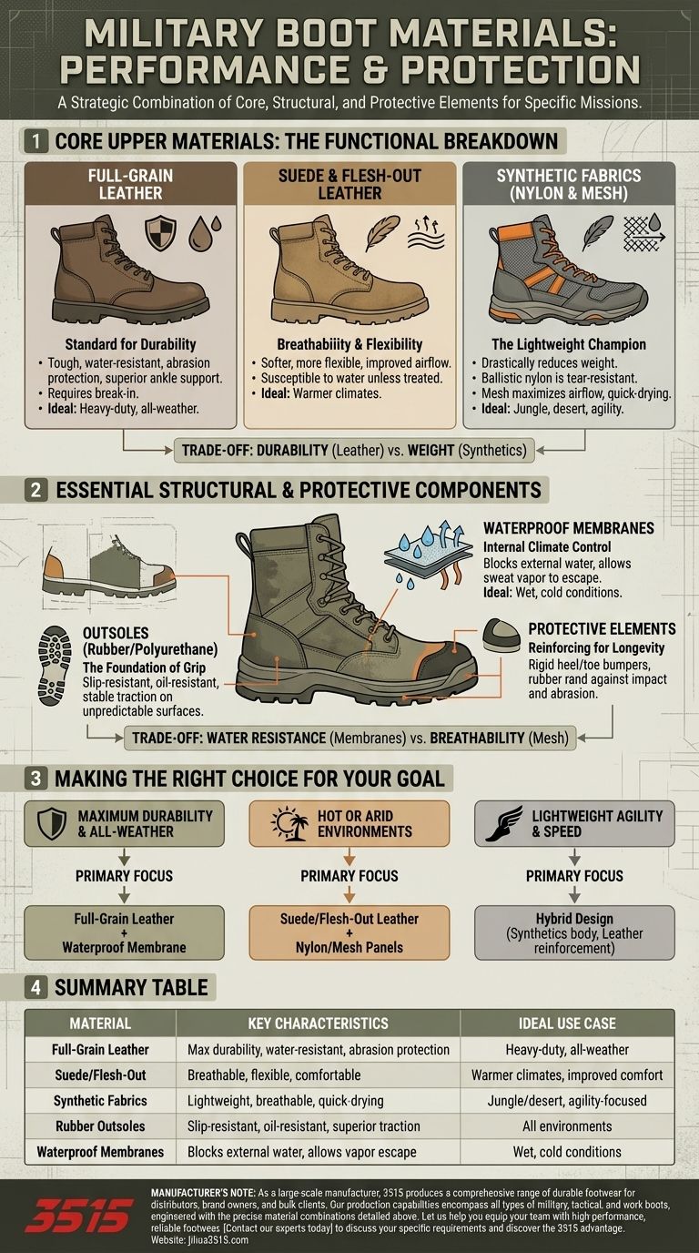 ¿Cuáles son los materiales comunes utilizados en las botas militares? Una guía de calzado duradero y enfocado en el rendimiento. Guía Visual