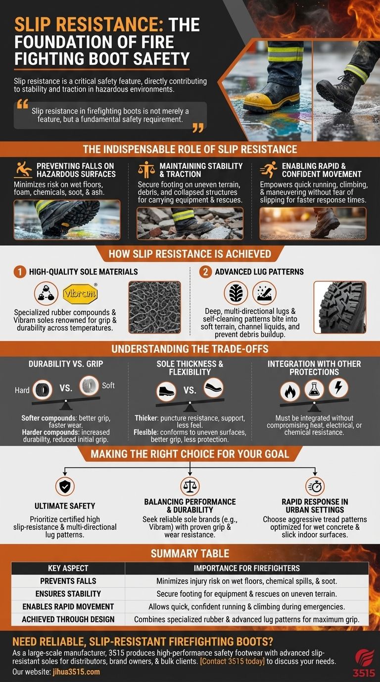 ¿Qué papel juega la resistencia al deslizamiento en las botas de bombero? Garantizando la estabilidad y la seguridad en condiciones peligrosas Guía Visual