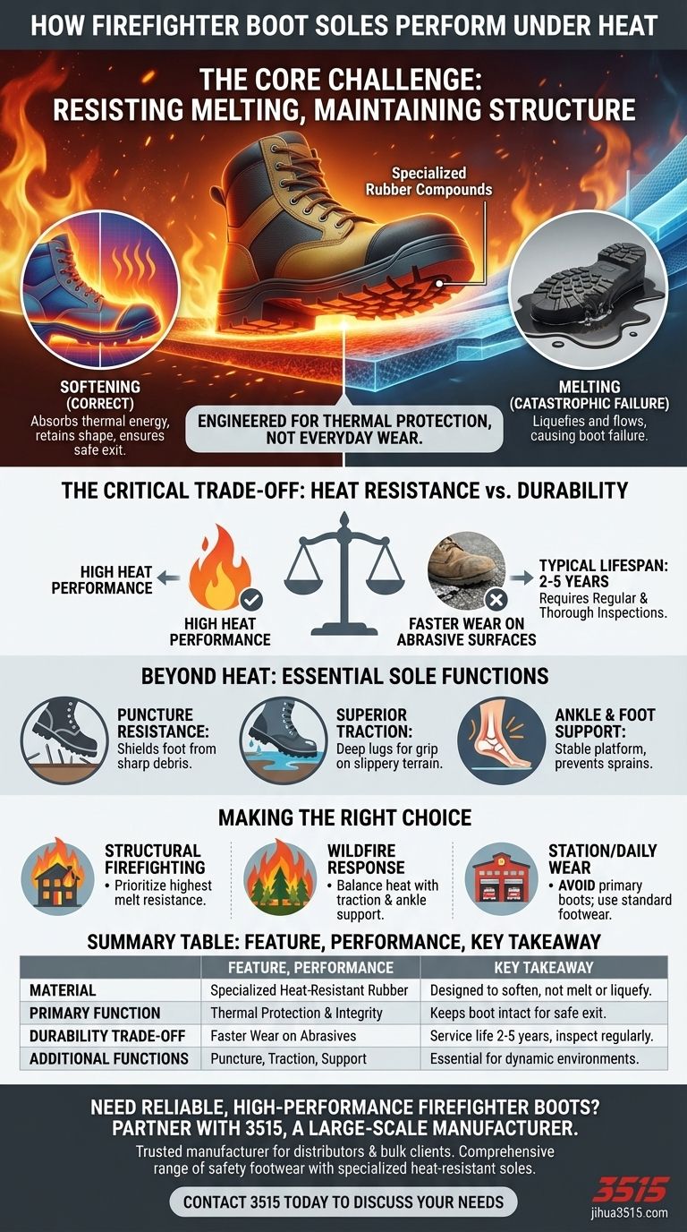 Comment les semelles des bottes de pompiers se comportent-elles à la chaleur ? Conçues pour la sécurité résistante à la fusion Guide Visuel