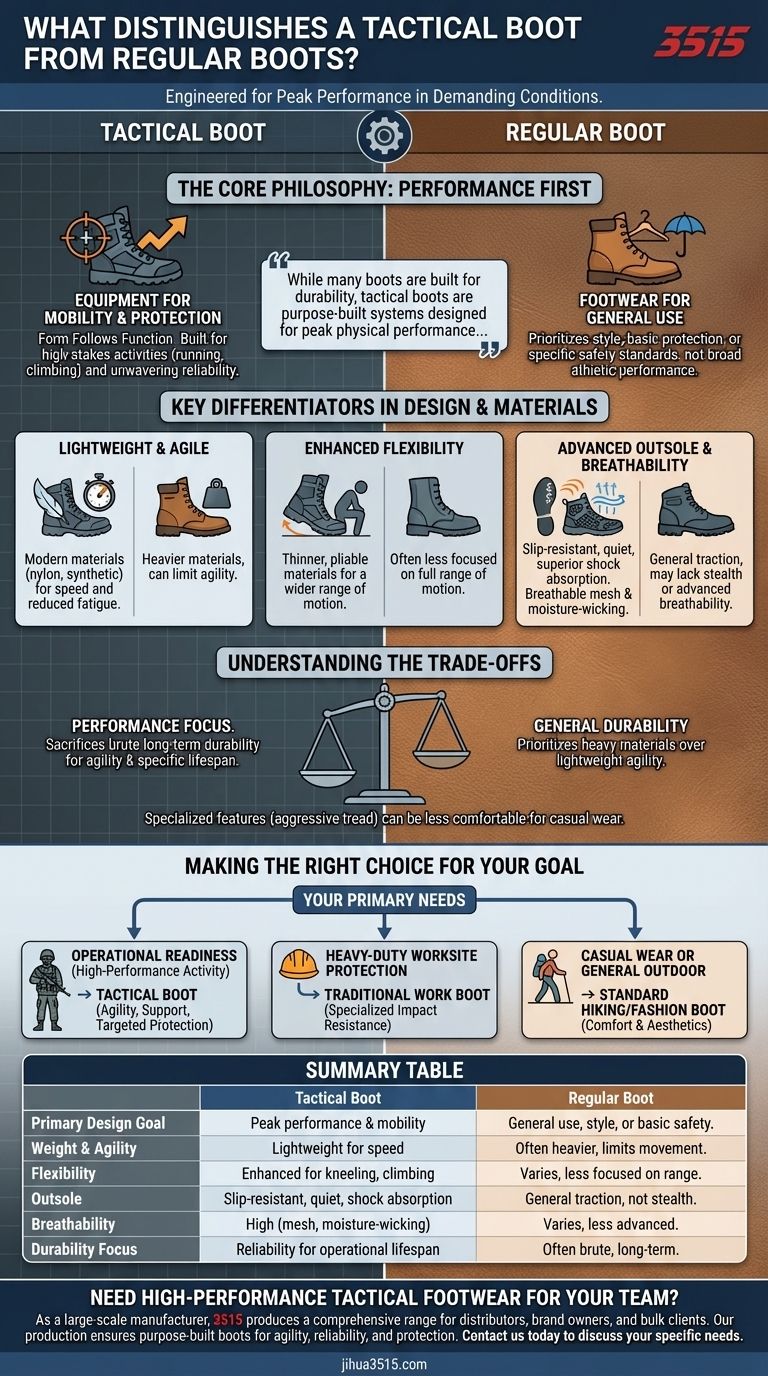 ما هي الميزات التي تميز الحذاء التكتيكي عن الأحذية العادية؟ اكتشف فروقات التصميم الرئيسية دليل مرئي