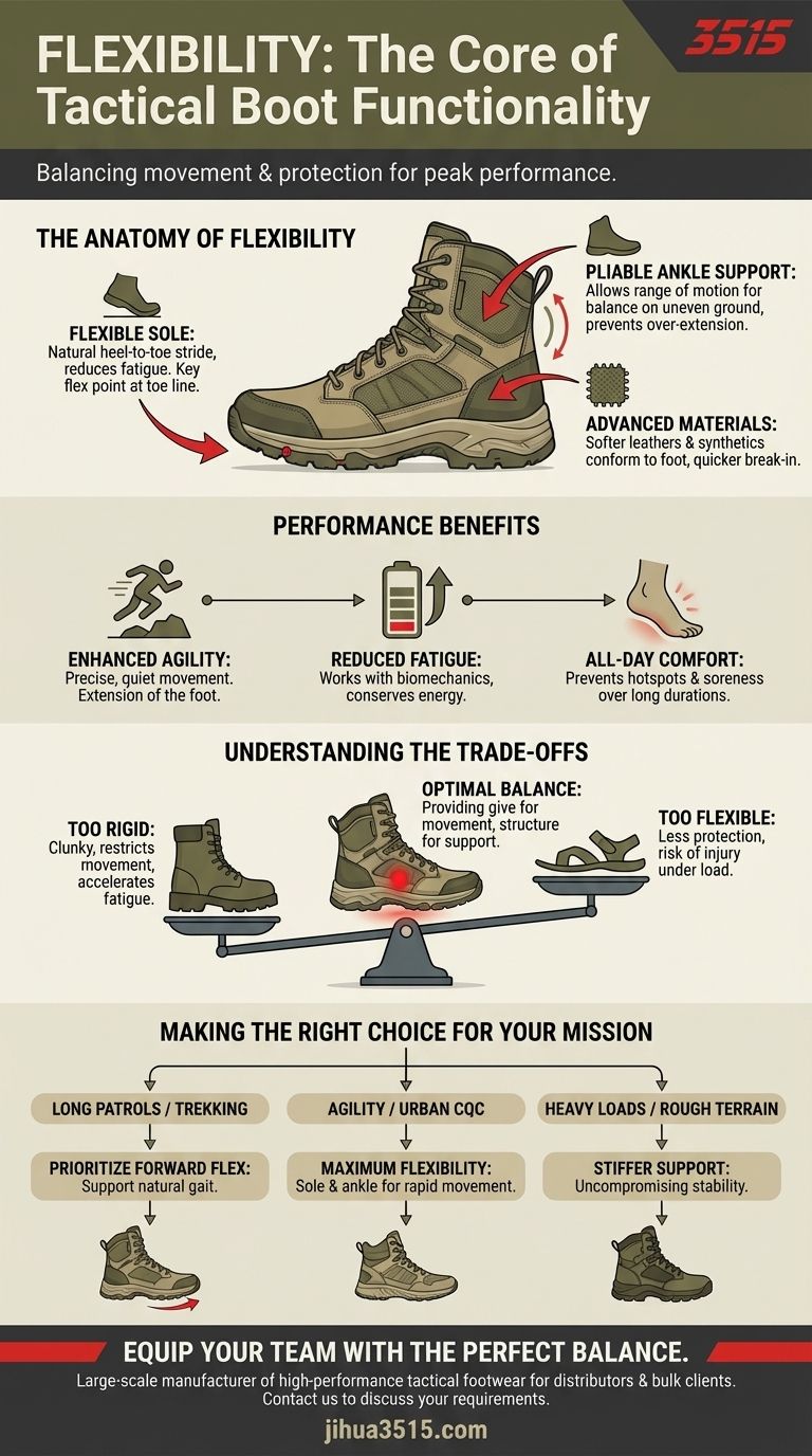 전술 부츠의 유연성은 기능성에 어떻게 기여합니까? 민첩성 향상 및 피로 감소 시각적 가이드