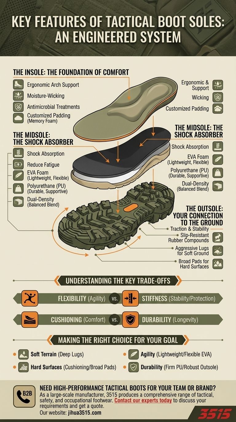 What are the key features of tactical boot soles? Master Traction, Support & Durability Visual Guide