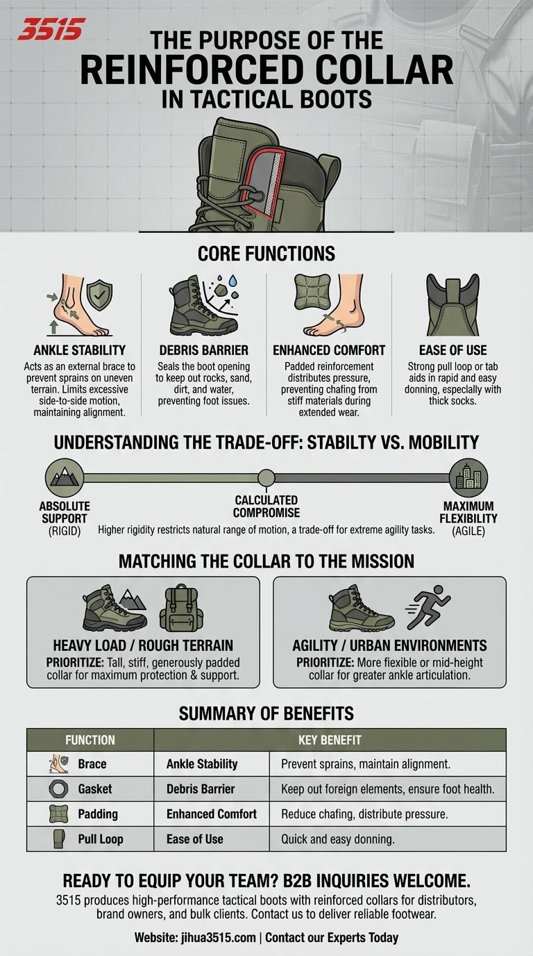 What is the purpose of the reinforced collar in tactical boots? Maximize Ankle Support & Comfort Visual Guide