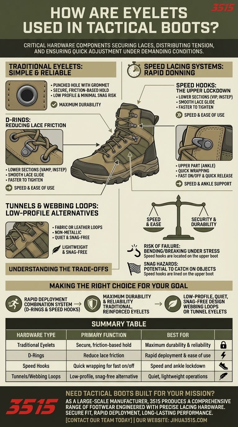 كيف تُستخدم حلقات الحذاء في الأحذية التكتيكية؟ دليل لأنظمة الربط الآمنة والسريعة دليل مرئي