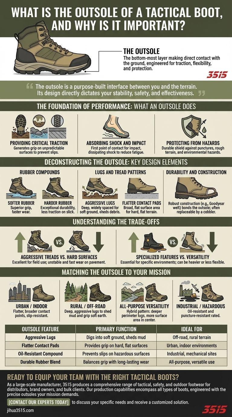 What is the outsole of a tactical boot, and why is it important? | Traction, Durability & Safety Visual Guide