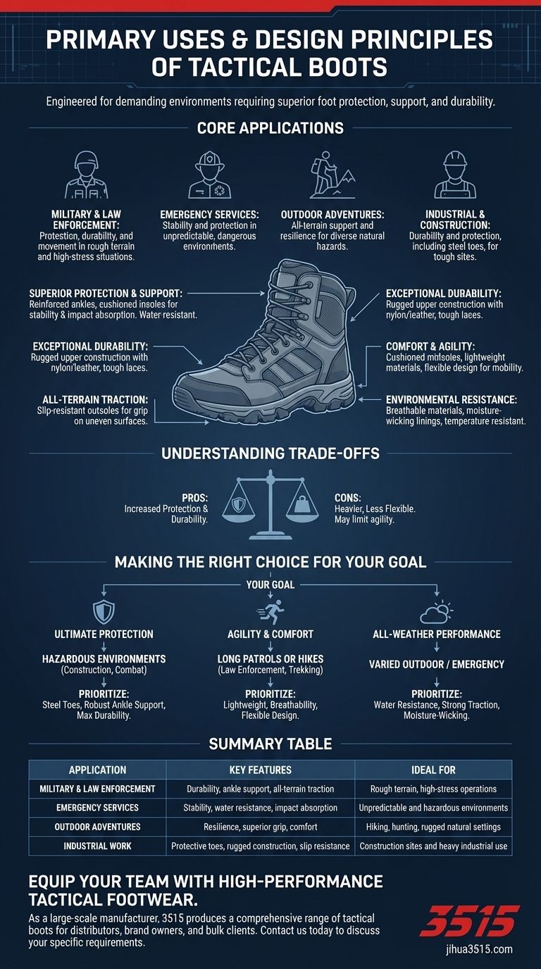 Quelles sont les utilisations principales des bottes tactiques ? Des chaussures essentielles pour les professionnels exigeants Guide Visuel