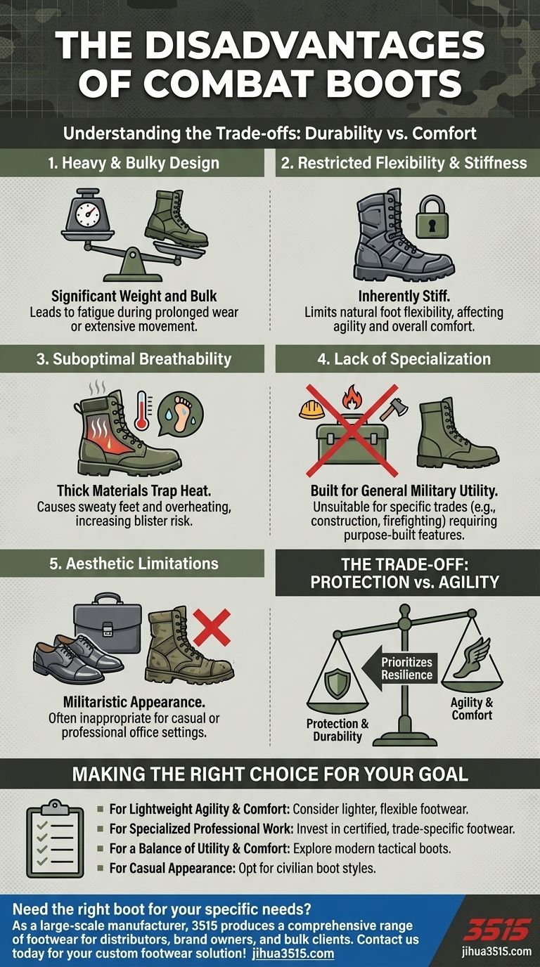 Quels sont les inconvénients des bottes de combat ? Lourdes, rigides et inadaptées à de nombreuses tâches Guide Visuel