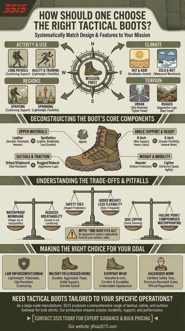 Comment choisir les bonnes bottes tactiques ? Adaptez-les à votre mission pour des performances et une sécurité optimales Guide Visuel