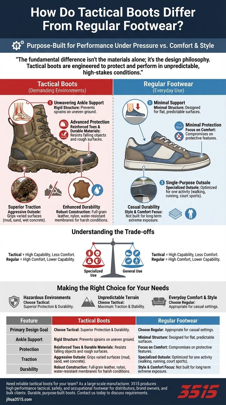 전술 부츠는 일반 신발과 어떻게 다릅니다? 목적에 맞게 제작된 성능 가이드 시각적 가이드