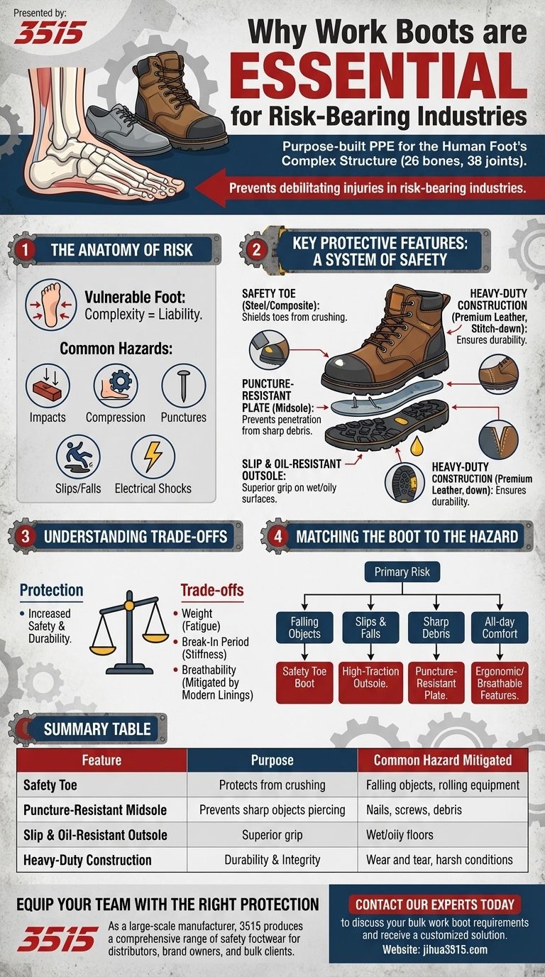 ¿Por qué las botas de trabajo son esenciales para las industrias de riesgo? Proteja a su fuerza laboral de peligros graves Guía Visual