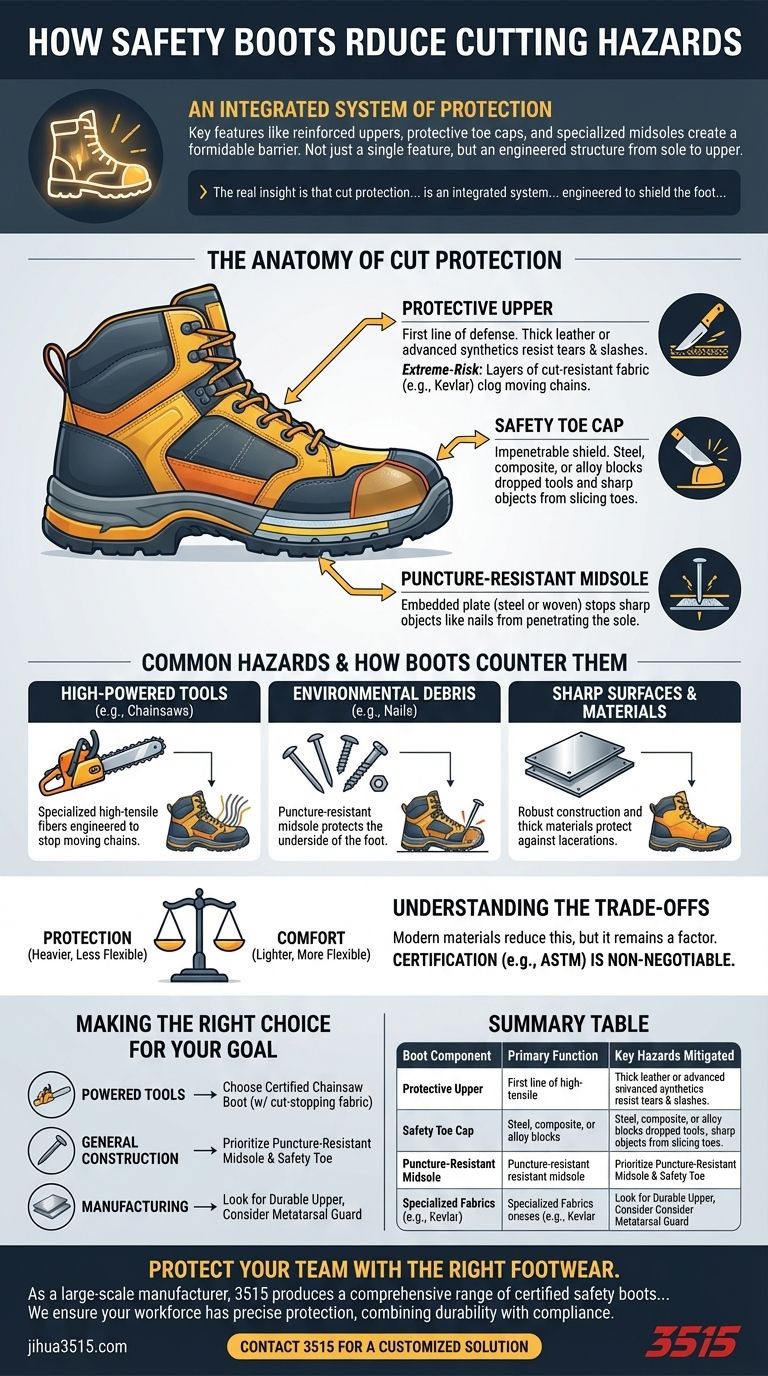 Como as botas de segurança reduzem os perigos de corte? Proteção Essencial para a Sua Força de Trabalho Guia Visual