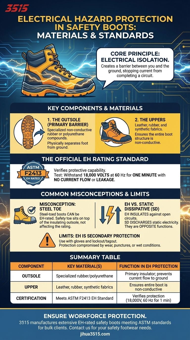 Quali materiali negli scarponi antinfortunistici proteggono dai pericoli elettrici? Spiegazione degli scarponi con classificazione EH Guida Visiva