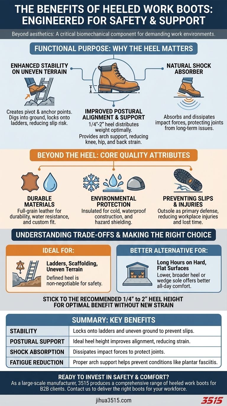 Quels sont les avantages des bottes de travail à talon ? Stabilité et soutien essentiels pour votre travail Guide Visuel