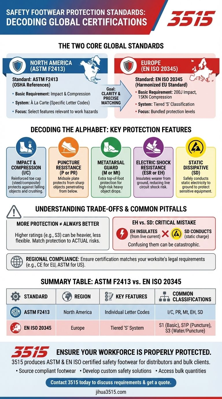 Quels sont les différents types de normes de protection pour les chaussures de sécurité ? Décryptage des normes ASTM & EN ISO Guide Visuel