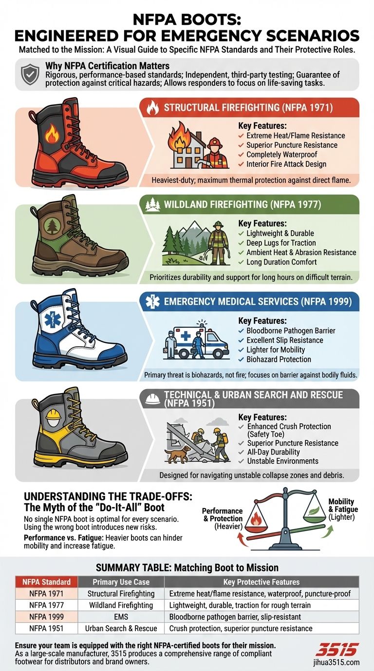 Для каких чрезвычайных ситуаций подходят ботинки NFPA? Ваше руководство по спасательной обуви Визуальное руководство