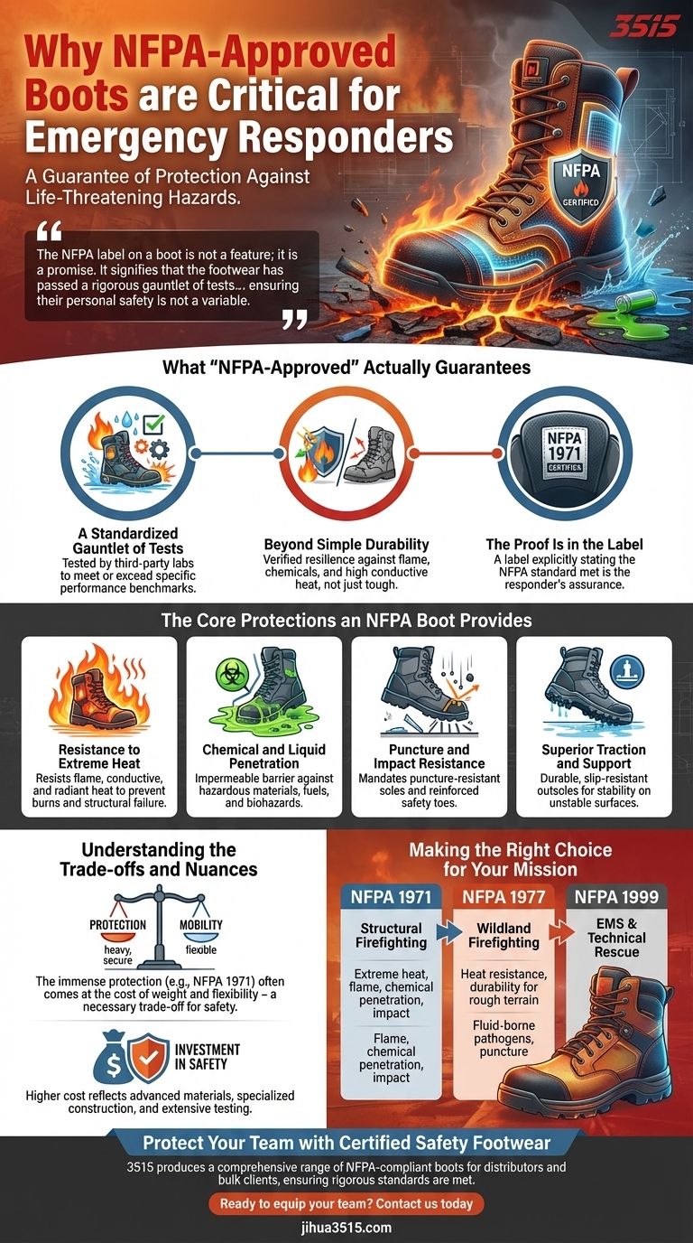 Why is it important for emergency responders to wear NFPA-approved boots? Ensure Maximum Protection Visual Guide