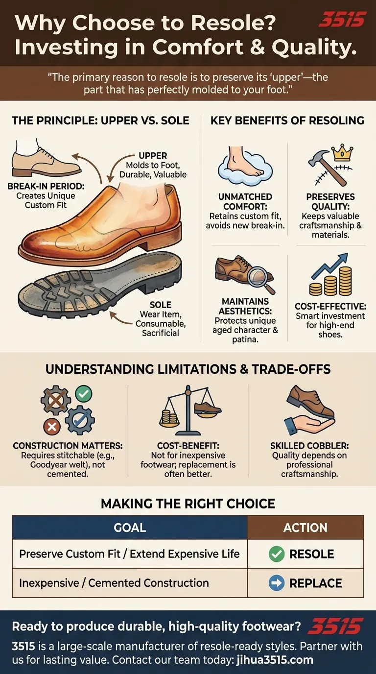 靴を買い替えるのではなく、修理（ソール交換）を選ぶのはなぜでしょうか？あなたにぴったりの靴の寿命を延ばしましょう ビジュアルガイド