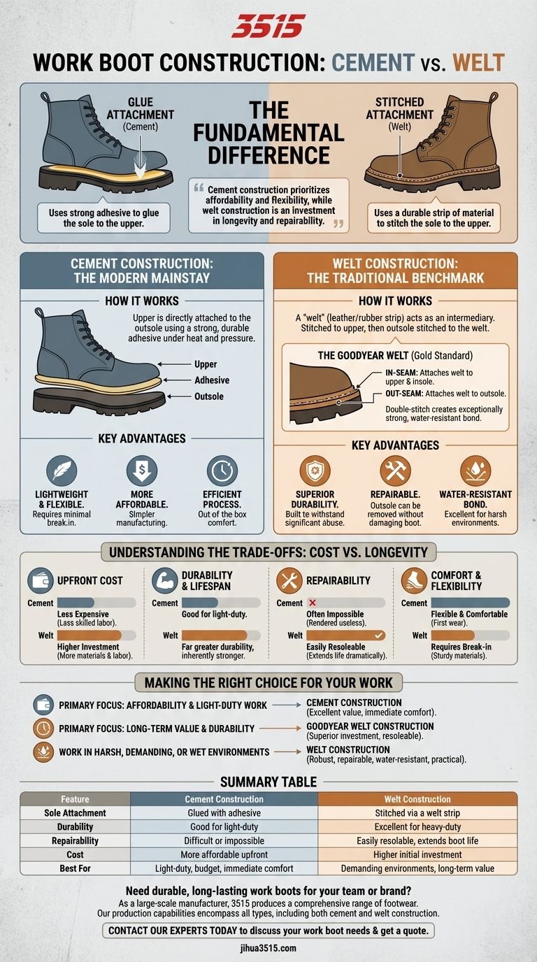 水泥和缝帮构造的工装靴之间有什么区别？选择适合您工作的靴子 图解指南