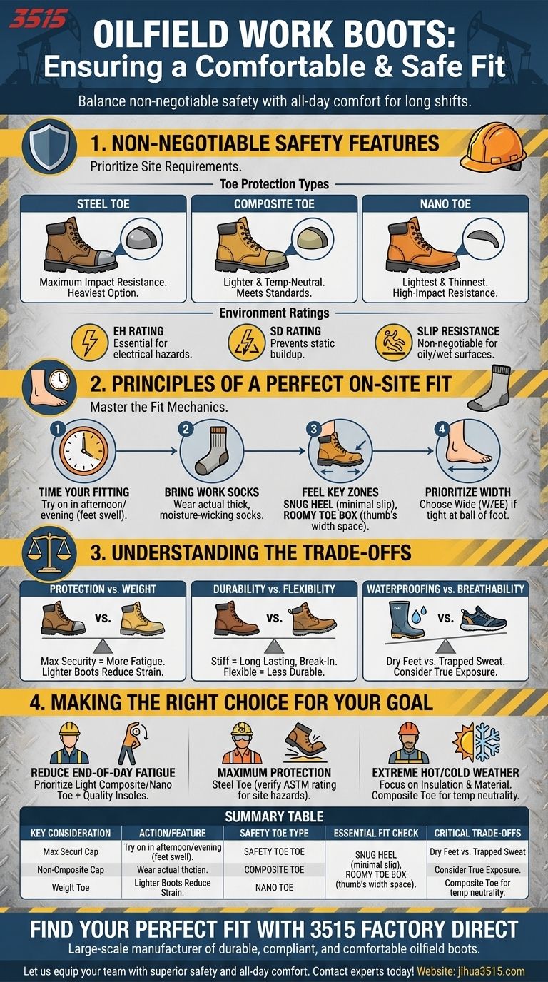 Come puoi garantire una calzata comoda quando scegli gli stivali da lavoro per giacimenti petroliferi? Una guida al comfort e alla sicurezza per tutto il giorno Guida Visiva