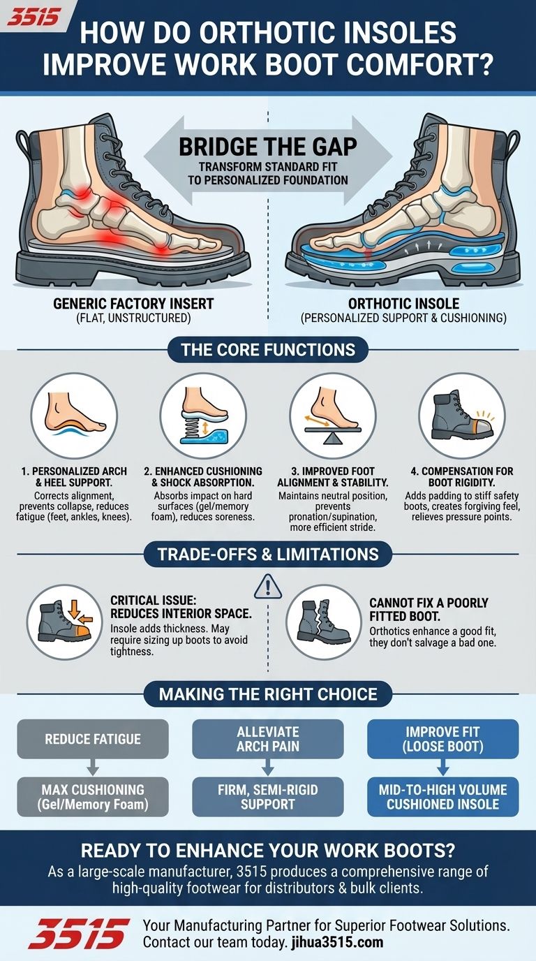 작업화의 편안함을 정형외과 깔창이 어떻게 개선하나요? 하루 종일 지지력을 얻고 피로를 줄이세요 시각적 가이드