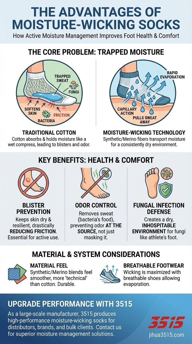 ما هي مزايا الجوارب الماصة للرطوبة؟ حافظ على جفاف قدميك وخلوهما من البثور دليل مرئي