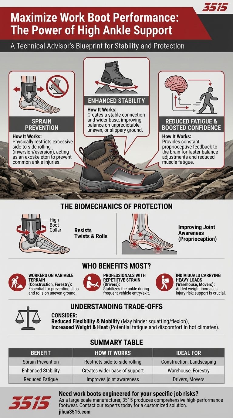 ¿Cómo mejora el soporte alto del tobillo el rendimiento de las botas de trabajo? Previene esguinces y aumenta la estabilidad Guía Visual