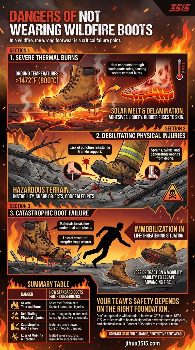 ¿Cuáles son los principales peligros de no usar botas para incendios forestales? Los puntos críticos de falla que ponen en riesgo vidas Guía Visual