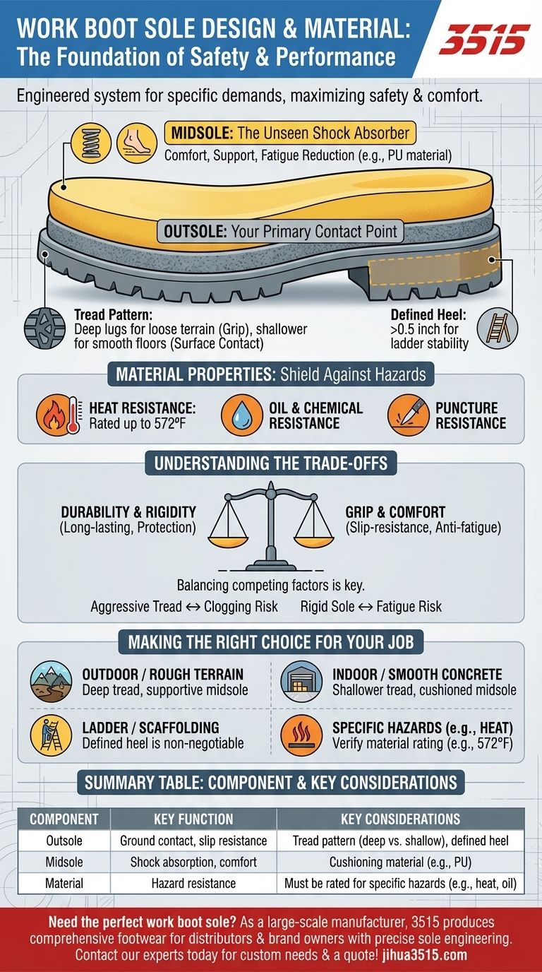 ما الذي يجب مراعاته فيما يتعلق بتصميم ونوع مادة نعل أحذية العمل؟ زيادة السلامة والراحة إلى أقصى حد دليل مرئي