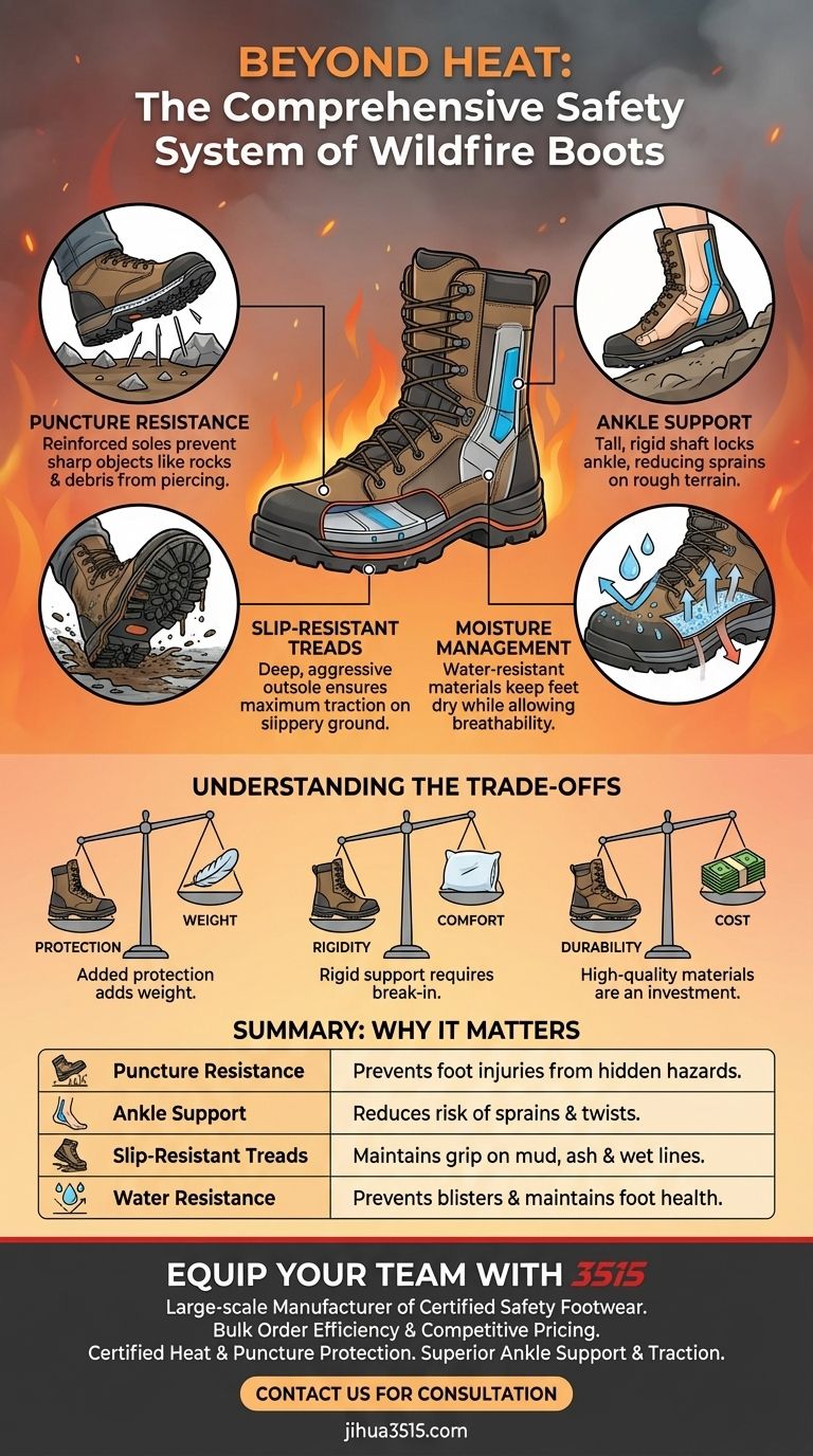 열 보호 기능 외에 품질 좋은 산불 진압용 부츠는 어떤 추가 기능을 제공합니까? 화재 현장에서 안정성과 보호를 보장합니다. 시각적 가이드